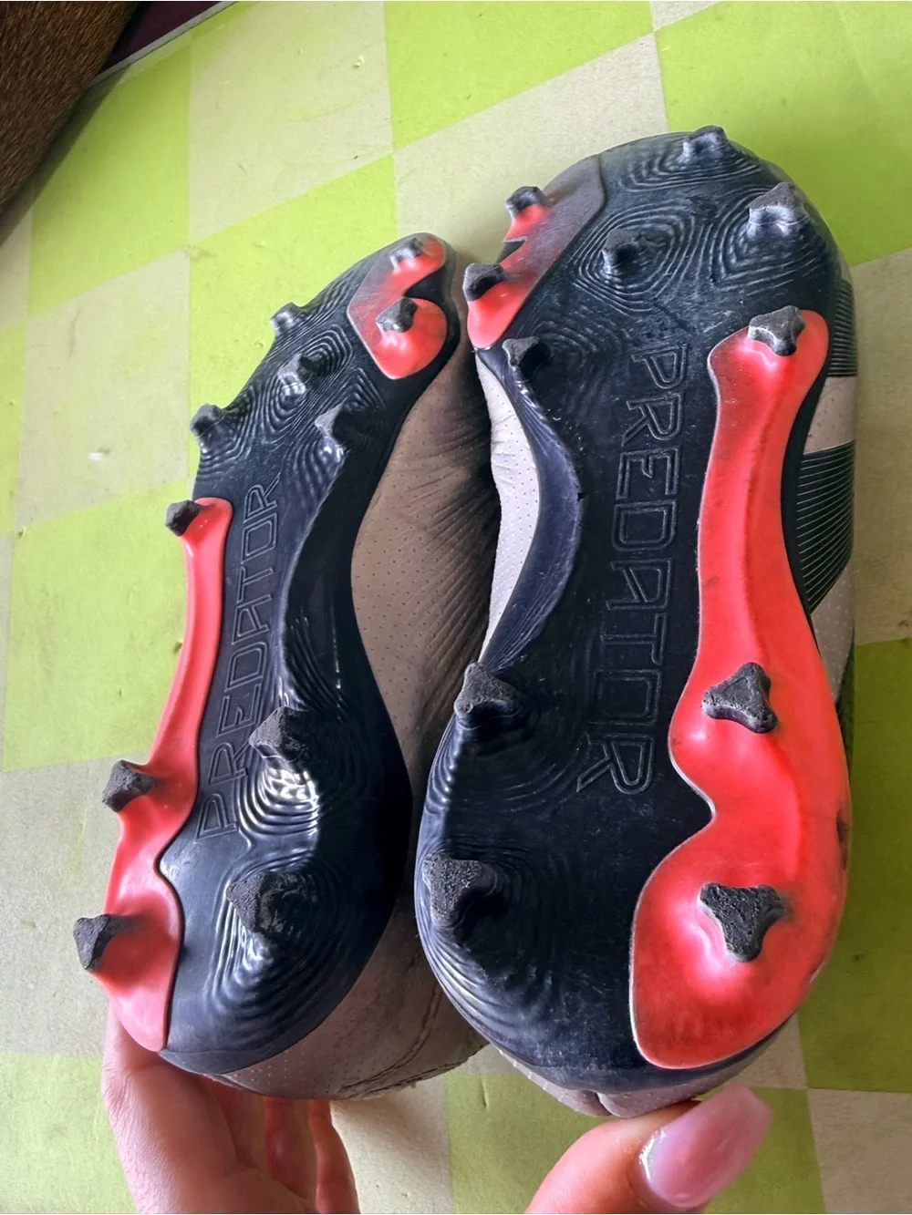 adidas Kids Predator Soccer Shoes in Silver, Navy, and Coral